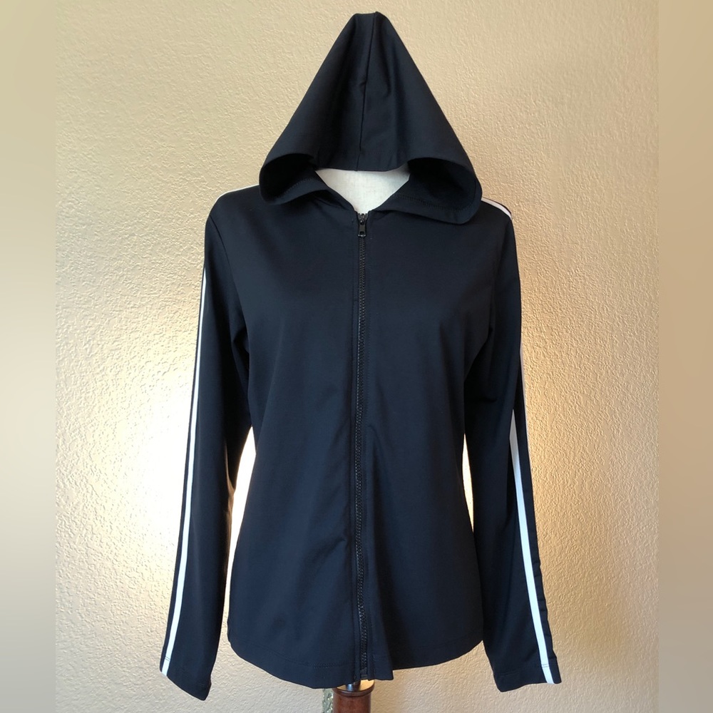 City Lights San Francisco Black/White Athletic Zipper Hoodie. Size- M